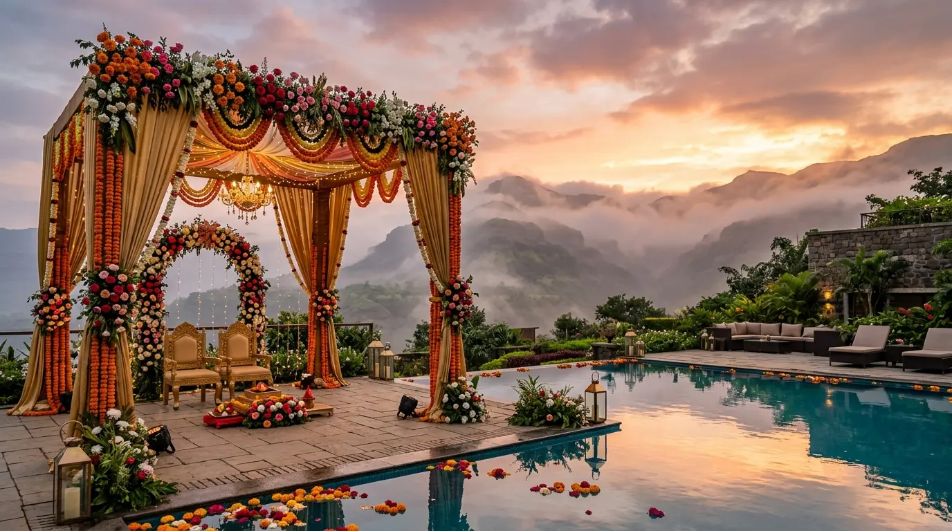 Destination Wedding Mandap by the Pool